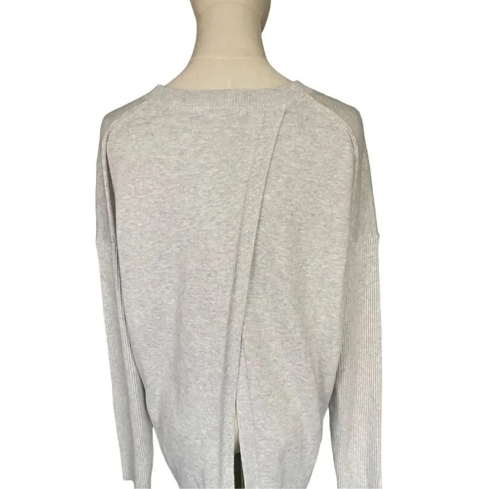Athleta Highland Crossback Sweater Heather Grey Silk Blend Sz Medium     - Picture 4 of 12